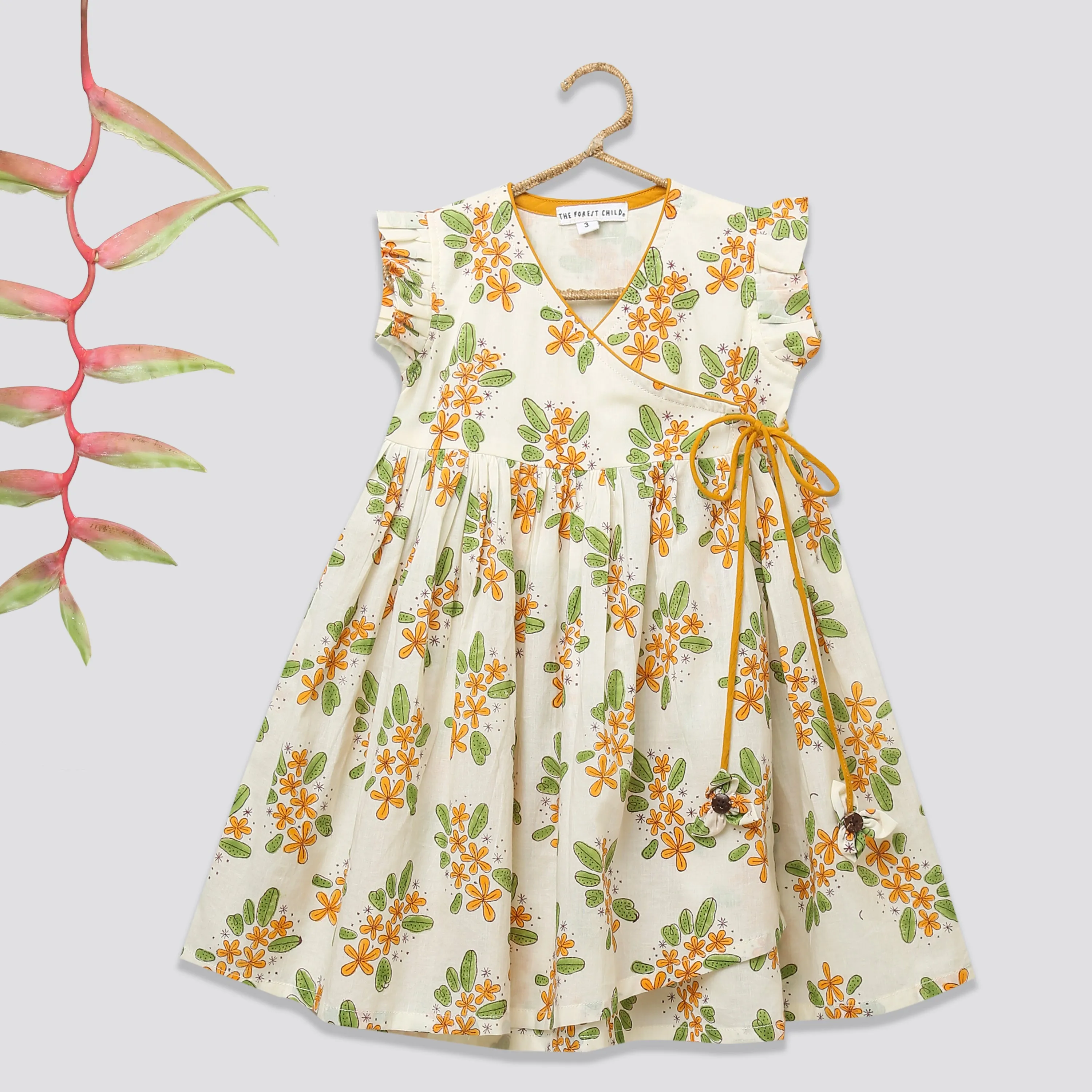 A Bunch of Frangipani' - Angrakha Dress