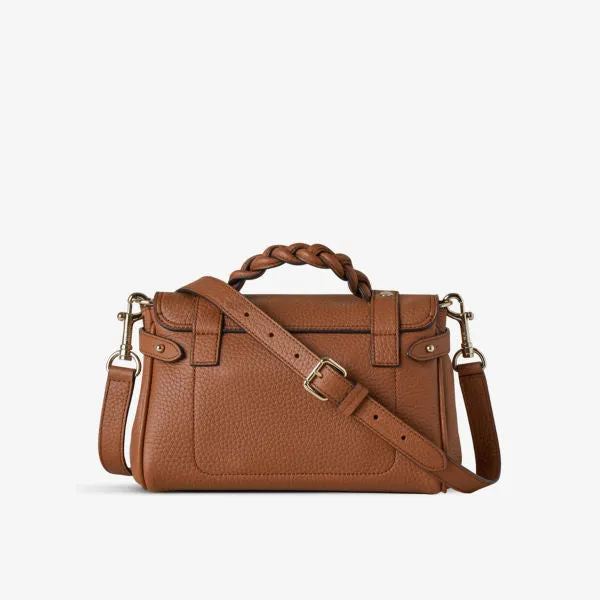 Alexa Mulberry Mini Leather Satchel Bag, Chestnut