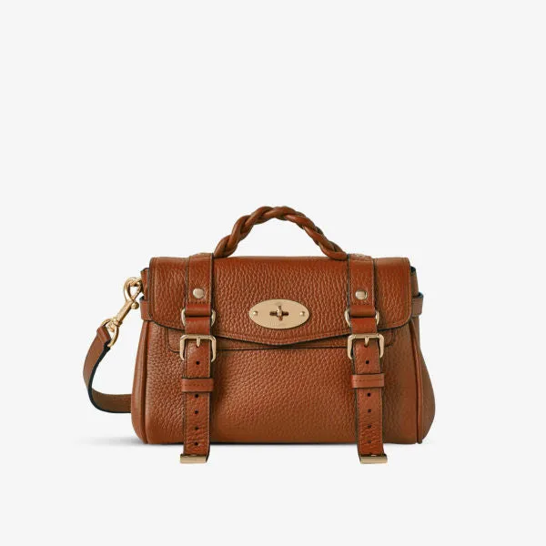 Alexa Mulberry Mini Leather Satchel Bag, Chestnut