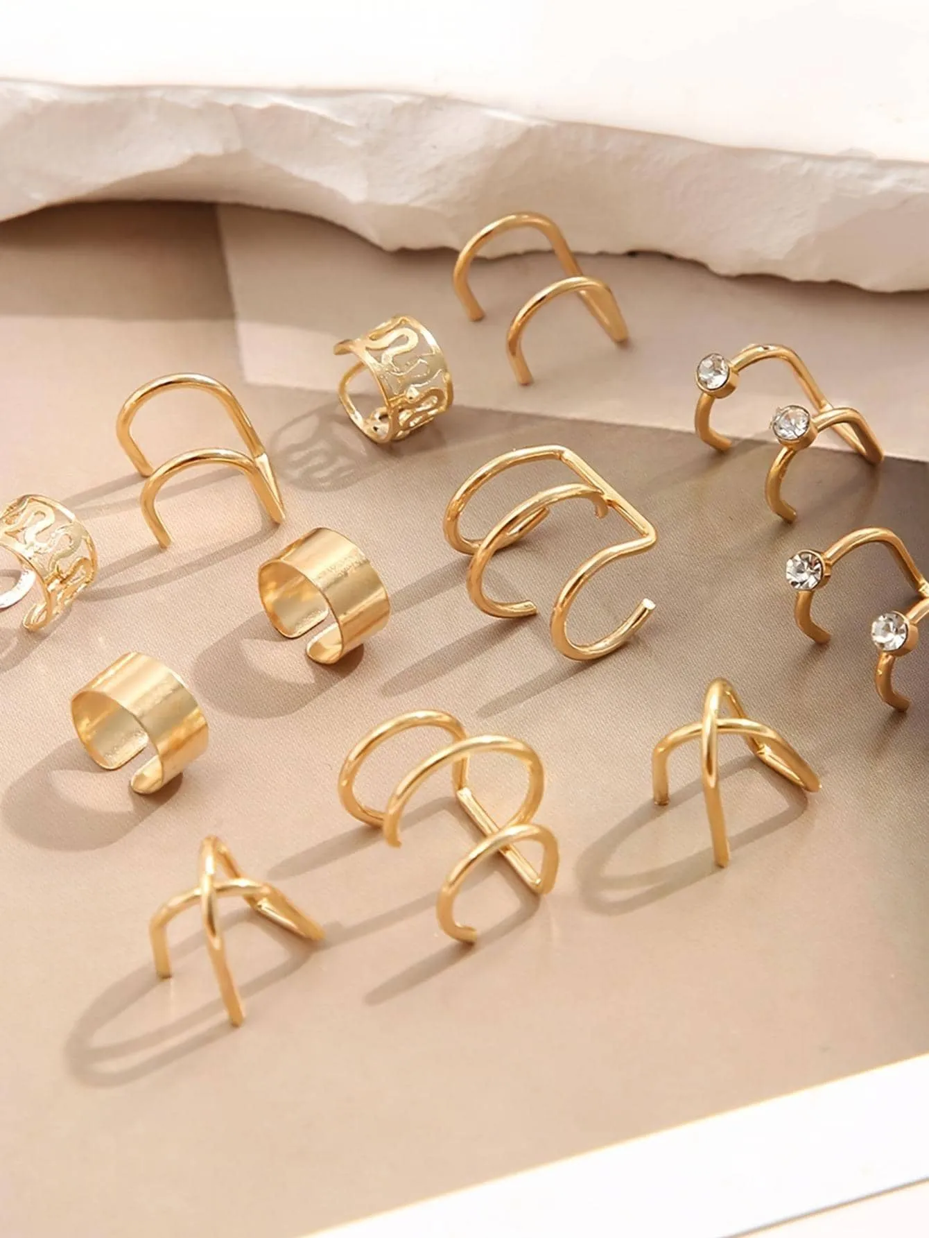 Amy Fashion - 12pcs Ear Cuff Cartilage Clip On Earrings