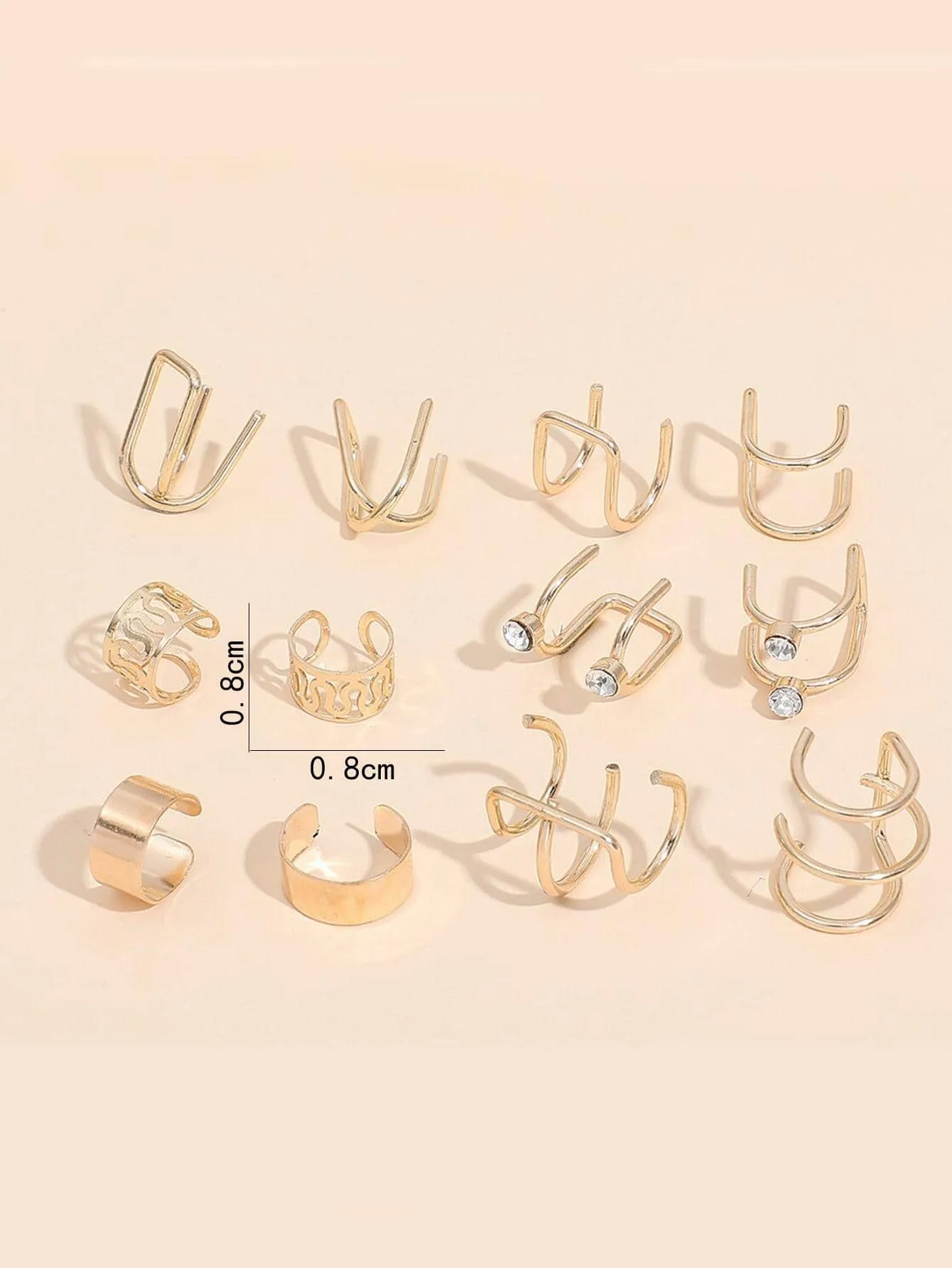 Amy Fashion - 12pcs Ear Cuff Cartilage Clip On Earrings