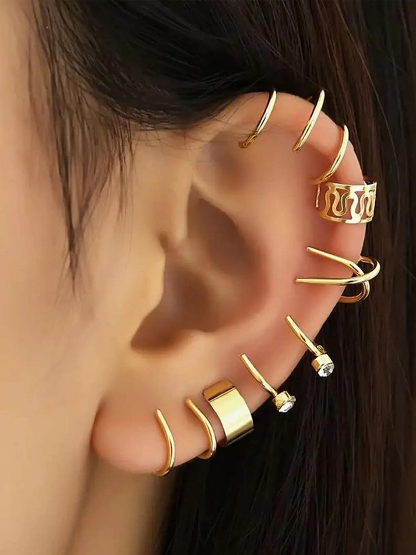 Amy Fashion - 12pcs Ear Cuff Cartilage Clip On Earrings