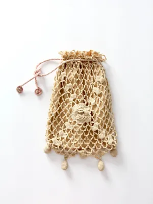 antique crotchet reticule bag