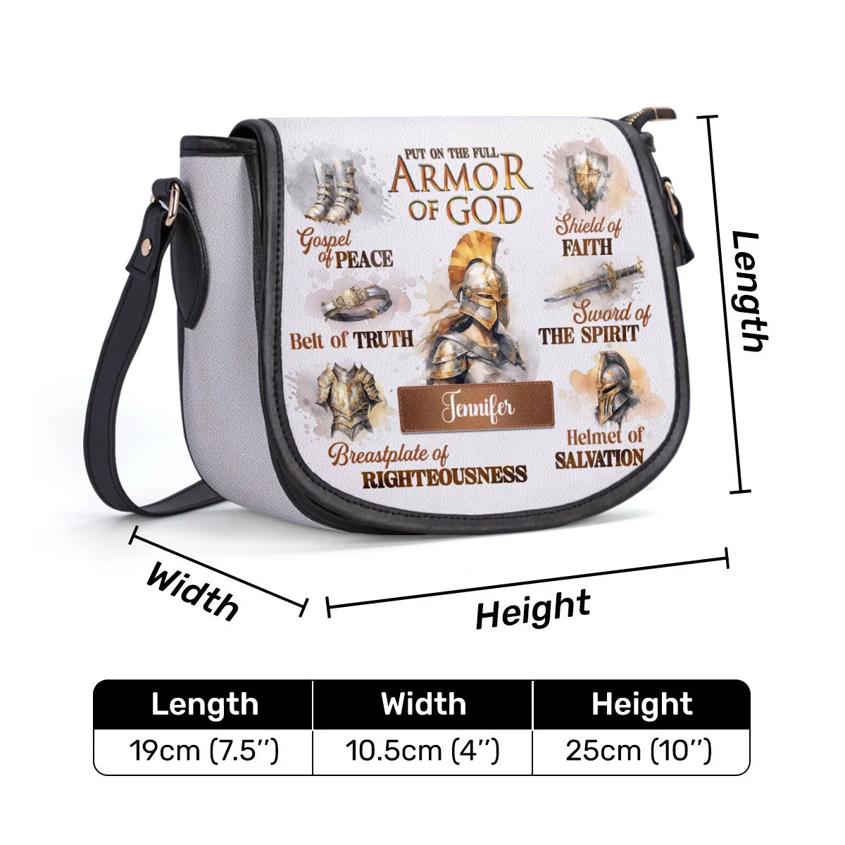 Armor Of God Personalized Leather Saddle Bag - Christian Women's Handbags