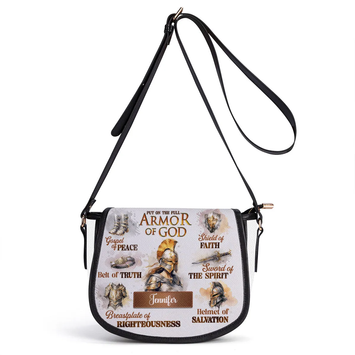 Armor Of God Personalized Leather Saddle Bag - Christian Women's Handbags