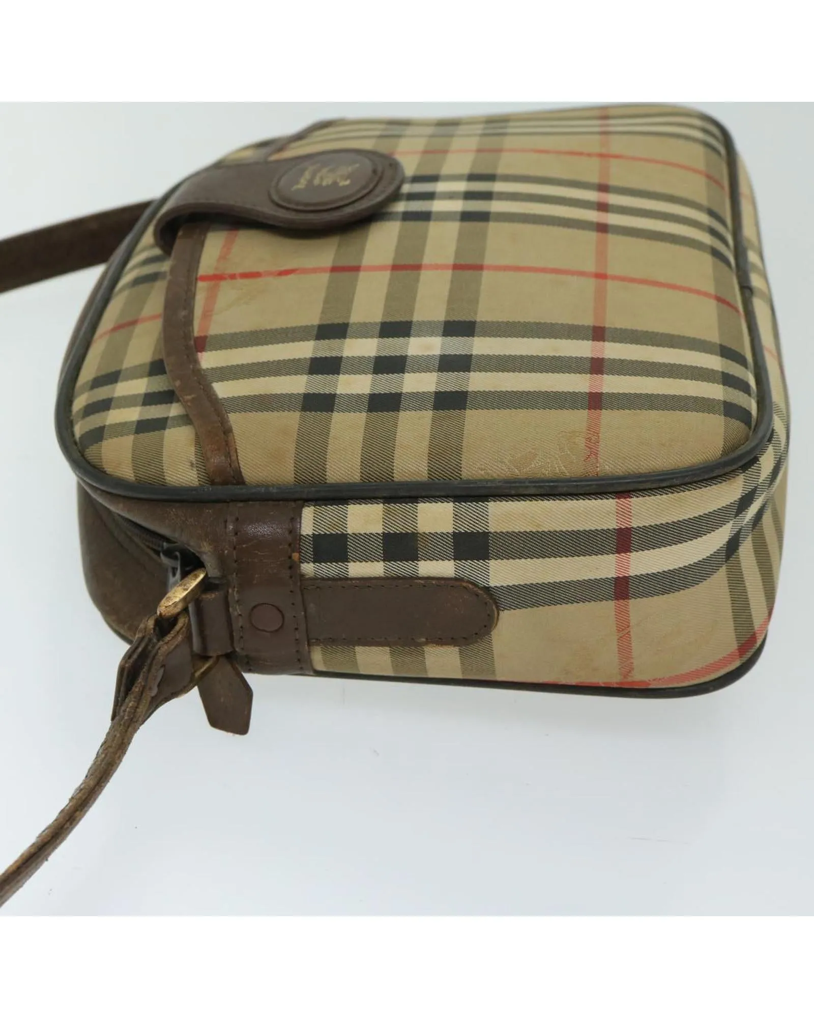 Authentic Burberrys Beige Canvas Nova Check Shoulder Bag