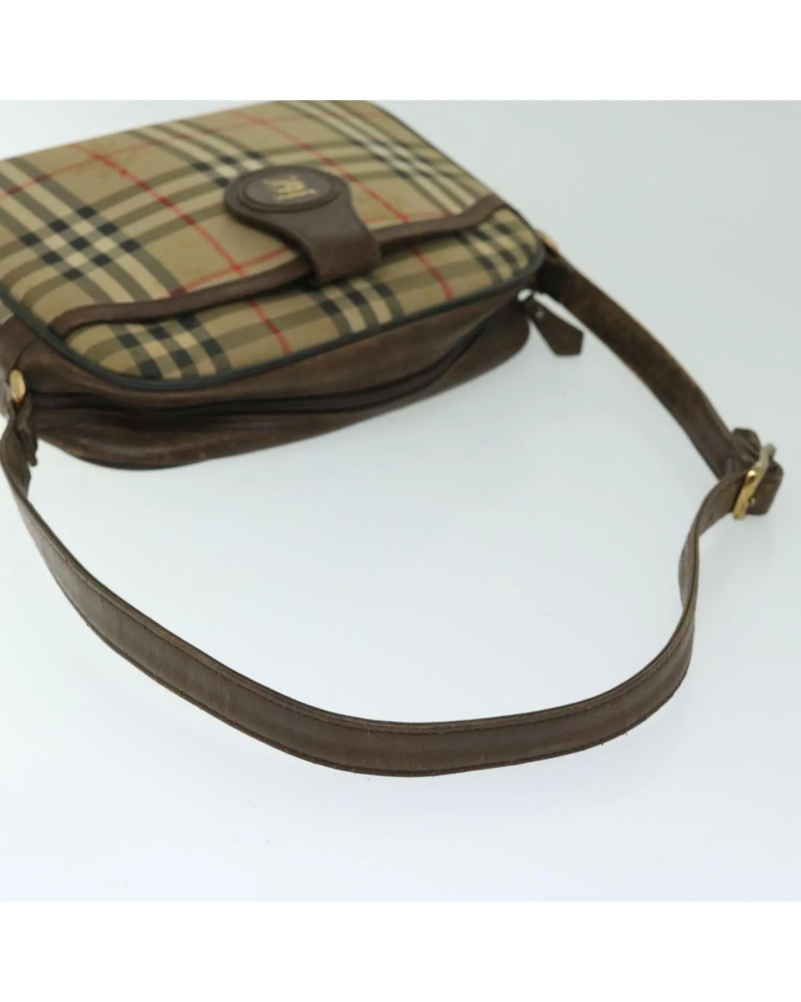 Authentic Burberrys Beige Canvas Nova Check Shoulder Bag