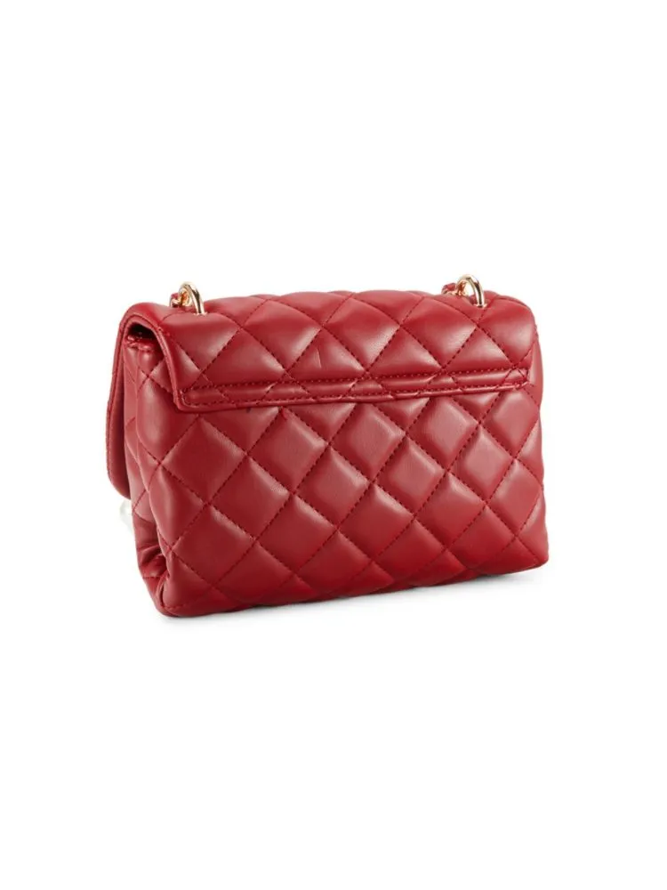 Badgley Mischka Diamond Stitch Crossbody Bag, Red