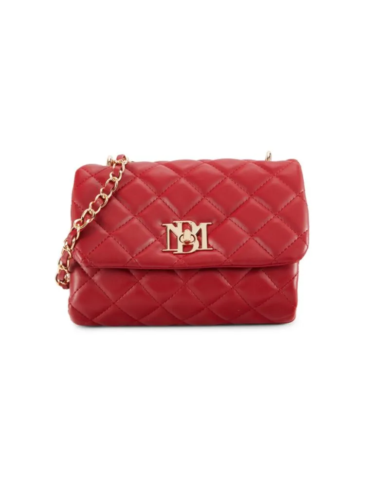 Badgley Mischka Diamond Stitch Crossbody Bag, Red