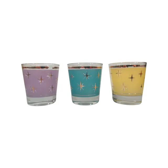 Bartlett Collins Mid-Century Atomic North Star Old Fashion Glasses (Set of 3)