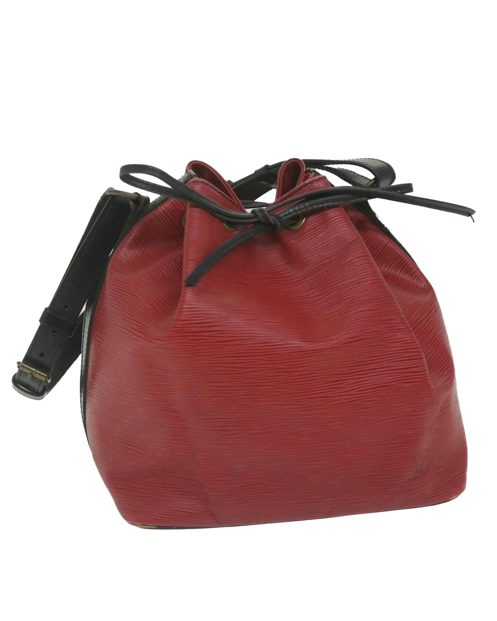 Black and Red Epi Leather Shoulder Bag with Adjustable Strap