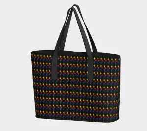 Black Hypocycloid Pattern Vegan Leather Tote Bag