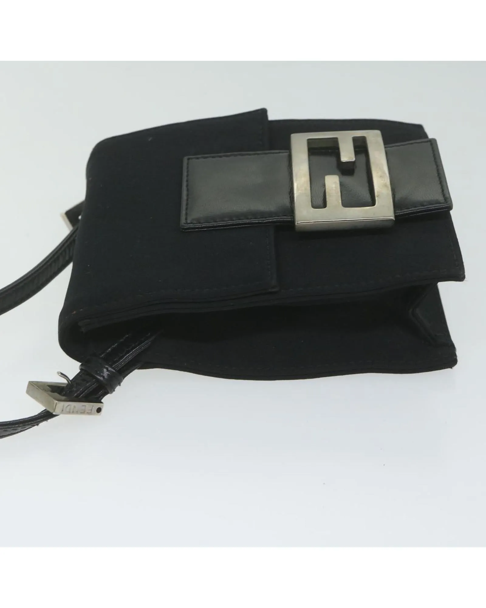 Black Nylon Shoulder Bag with Chain Strap - Italian Made