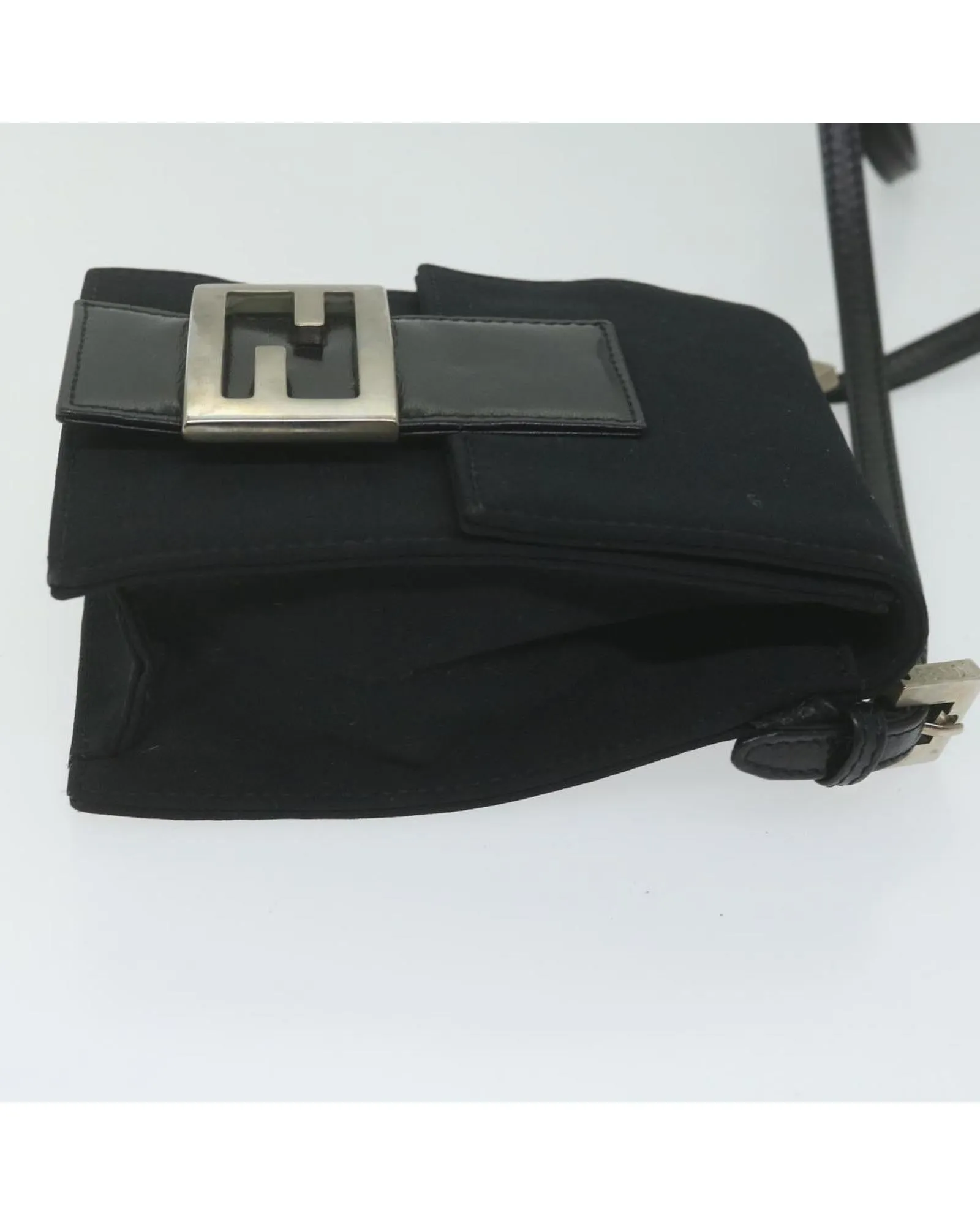 Black Nylon Shoulder Bag with Chain Strap - Italian Made