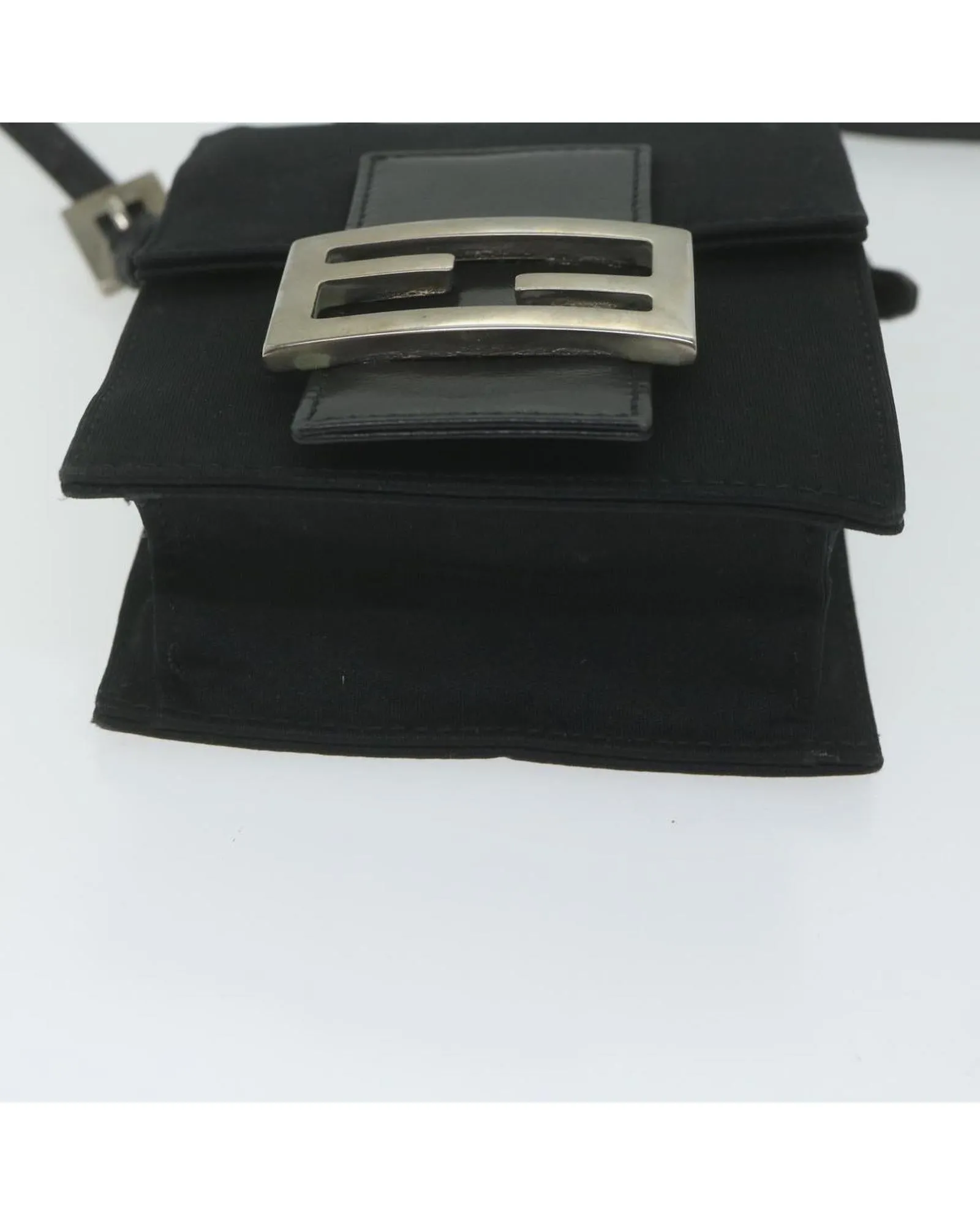 Black Nylon Shoulder Bag with Chain Strap - Italian Made