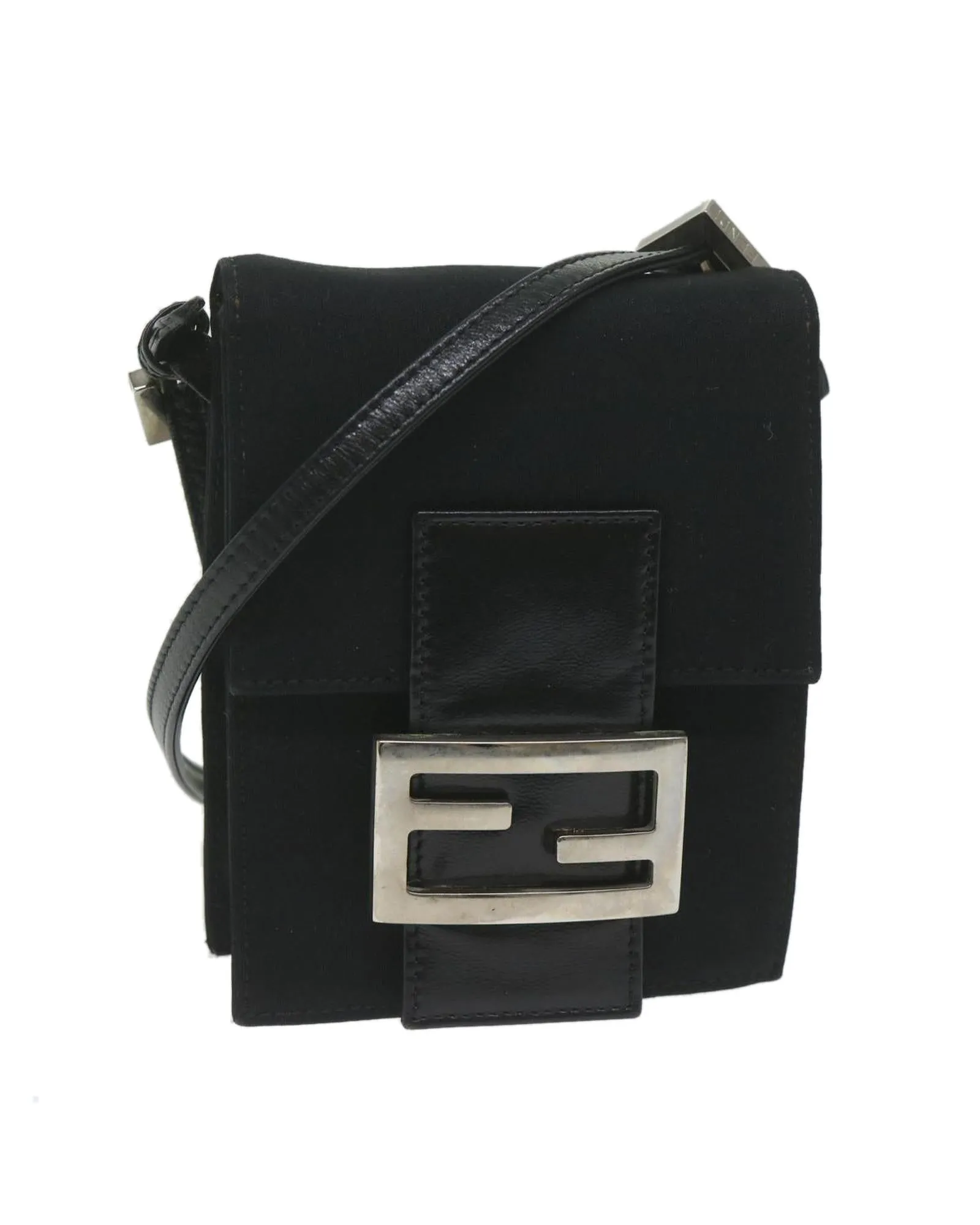 Black Nylon Shoulder Bag with Chain Strap - Italian Made