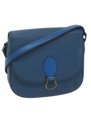 Blue Epi Leather Shoulder Bag with Adjustable Strap