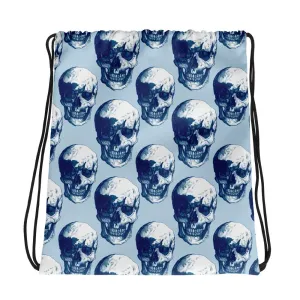 Blue Skulls Drawstring Bag by Robert Bowen