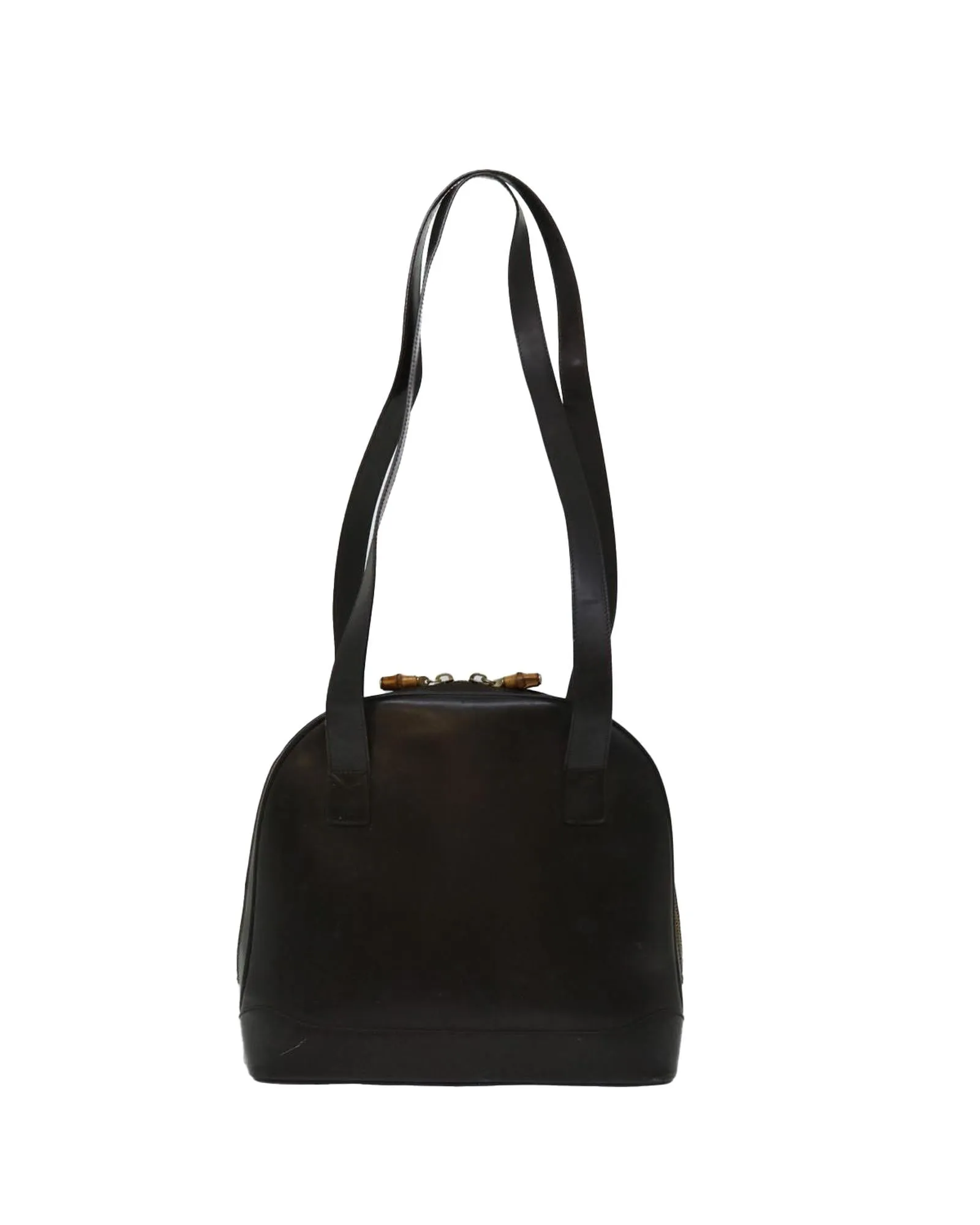 Brown Patent Leather Shoulder Bag with Shoulder Drop - Italian Made