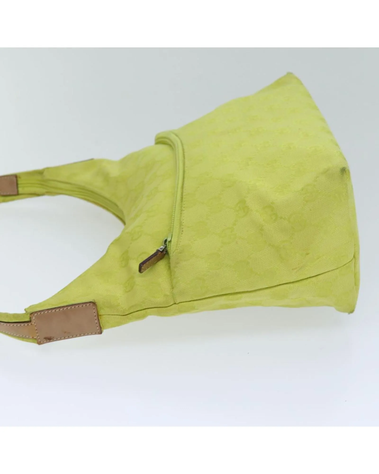 Canvas Shoulder Bag with GG Pattern and Yellow Color by Italian Designer