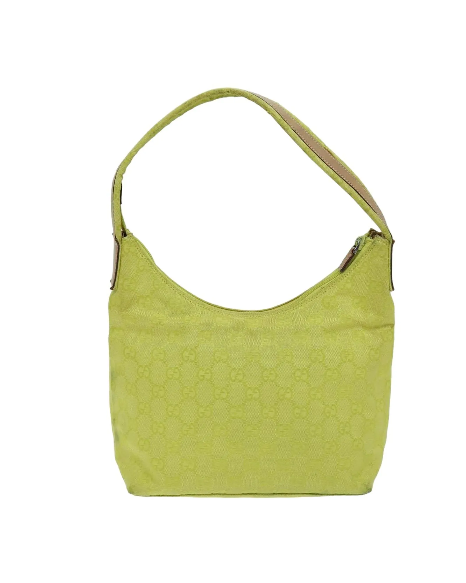 Canvas Shoulder Bag with GG Pattern and Yellow Color by Italian Designer