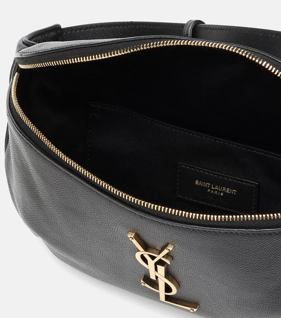 Classic leather belt bag with Saint Laurent monogram, black