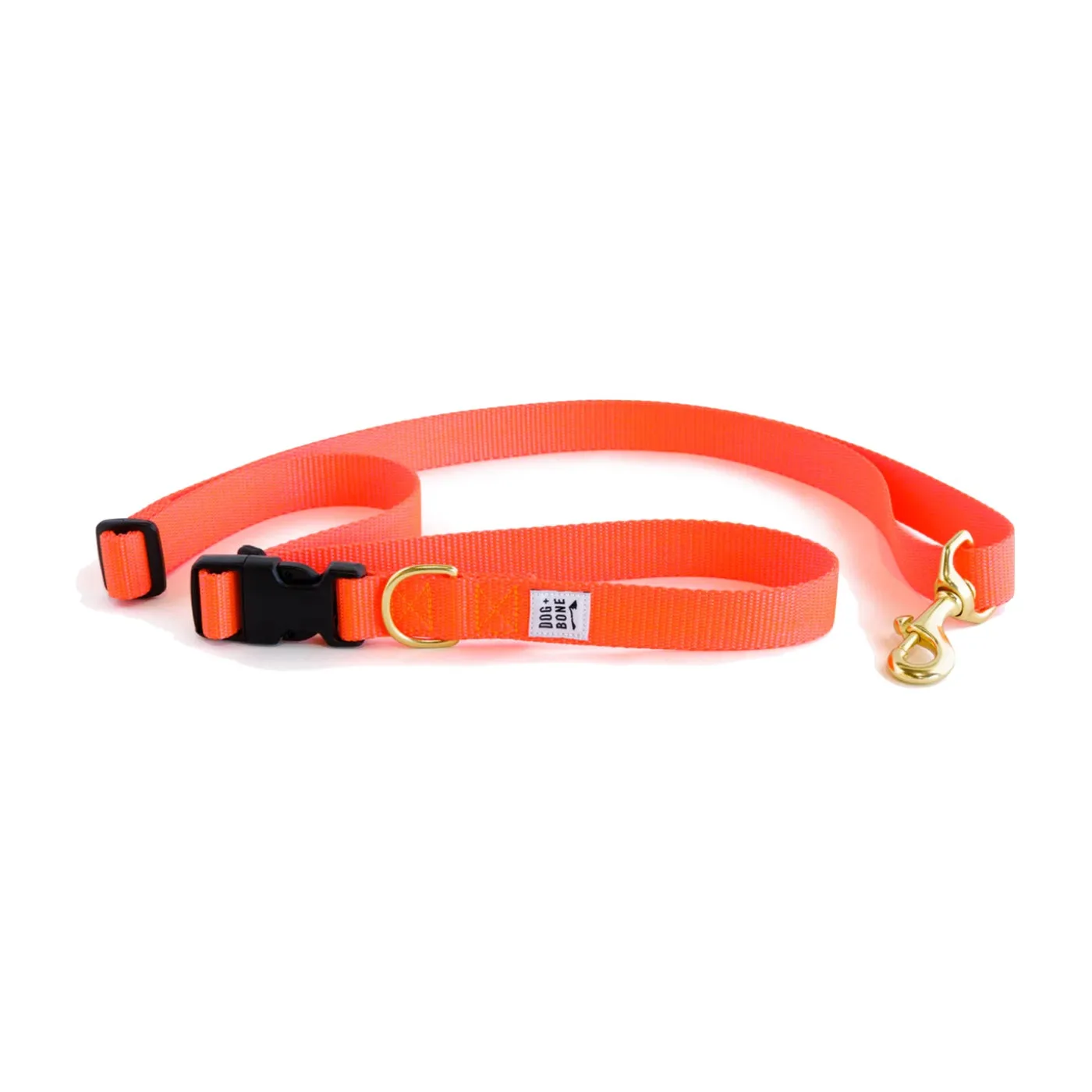 Dog Bone Adjustable Leash 3-6ft, Hand Held/ Hands Free, Lava Orange