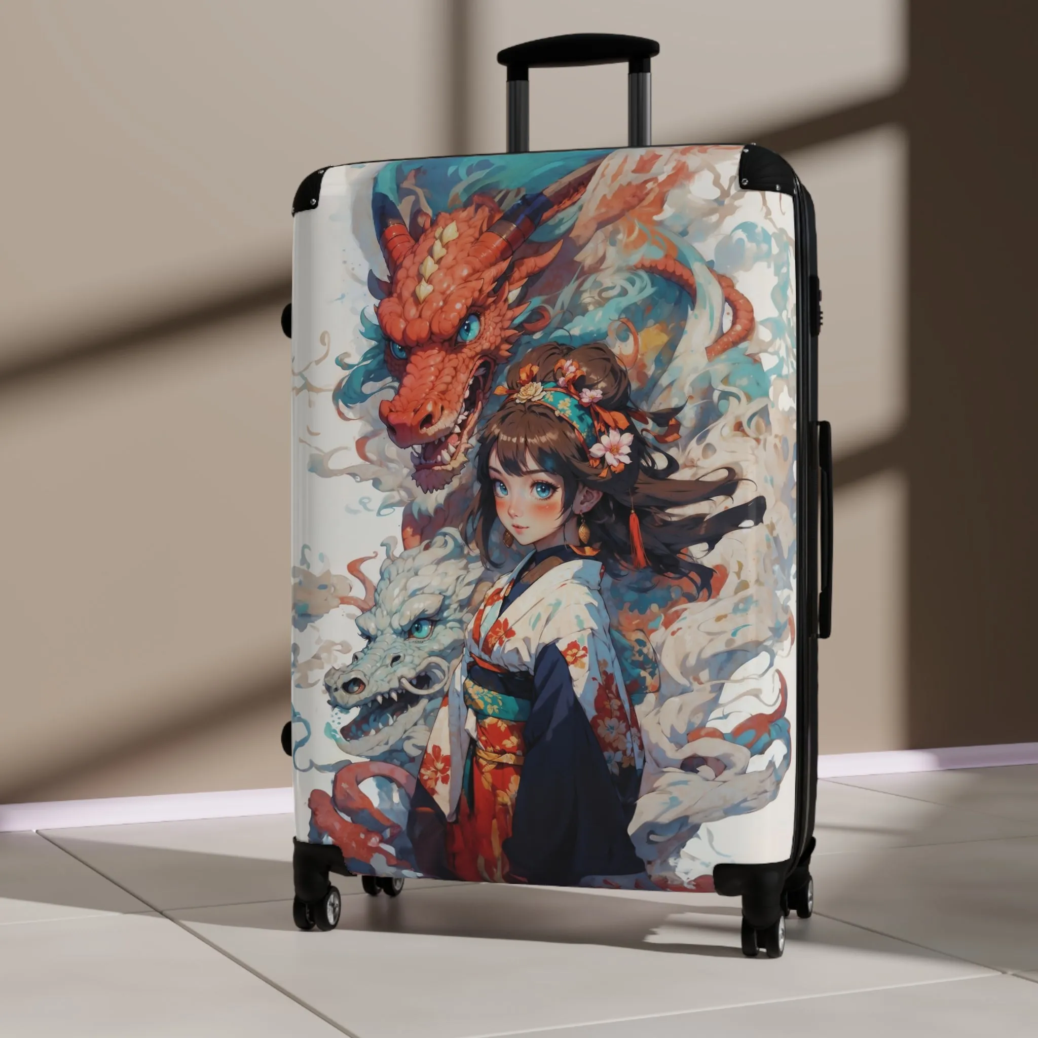 Dragon Empress Suitcase – Stylish Luggage with Asian Art Design for Travel Enthusiasts