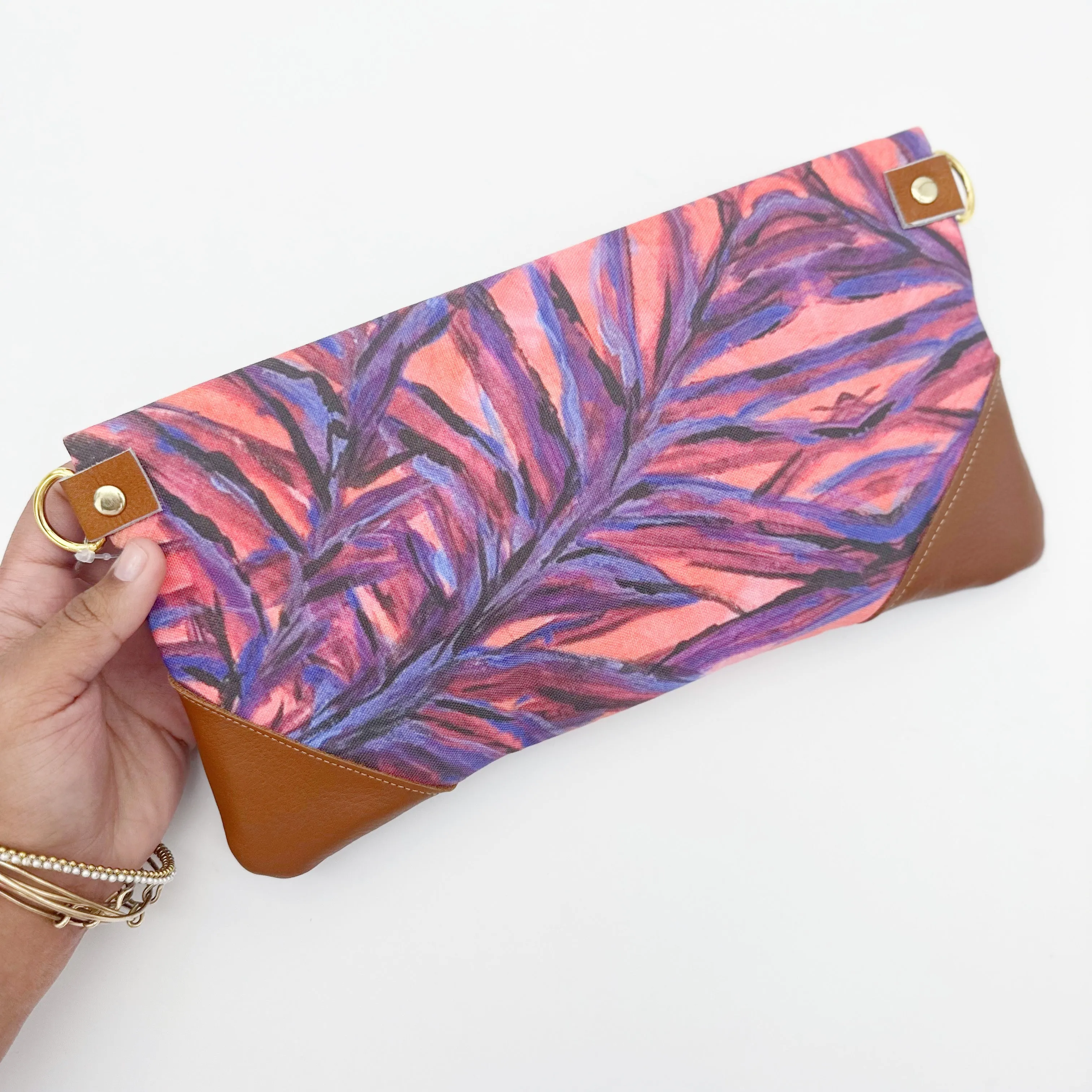 Flamingo Palm Folded Clutch/Crossbody