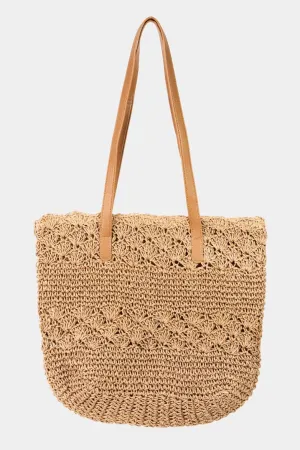 Ginger Straw Braided Tote Bag