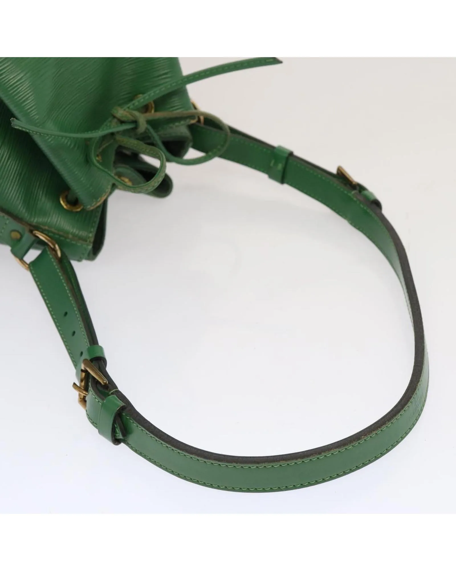 Green Epi Leather Shoulder Bag with Adjustable Strap and Silver-tone Hardware