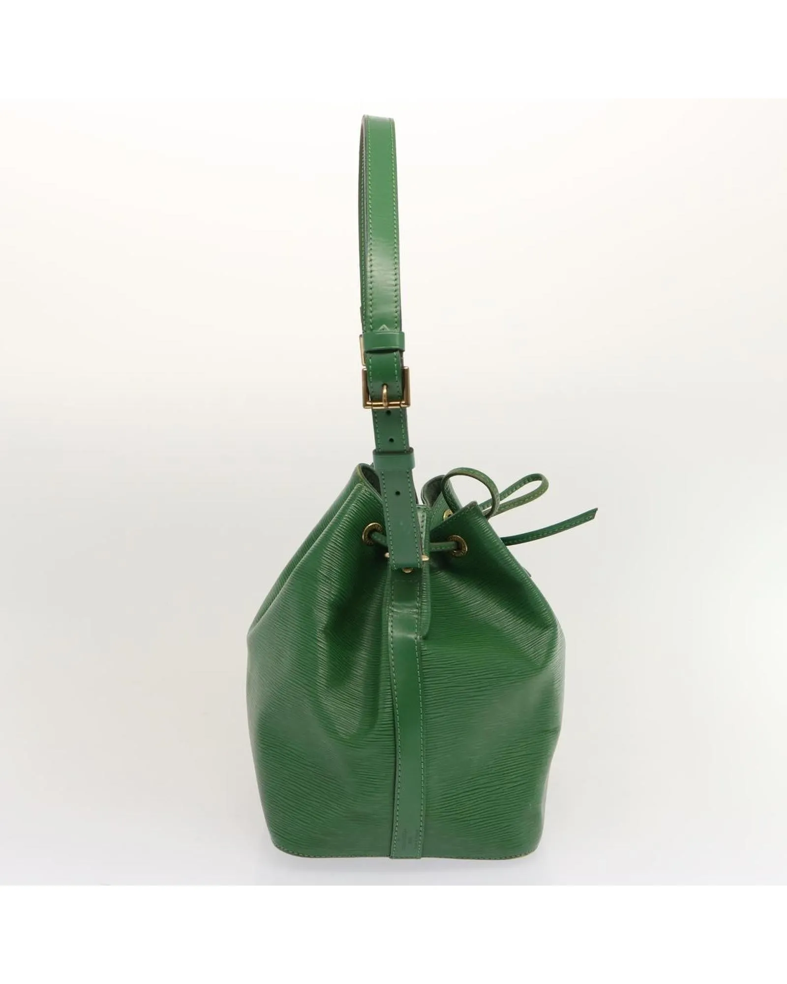 Green Epi Leather Shoulder Bag with Adjustable Strap and Silver-tone Hardware