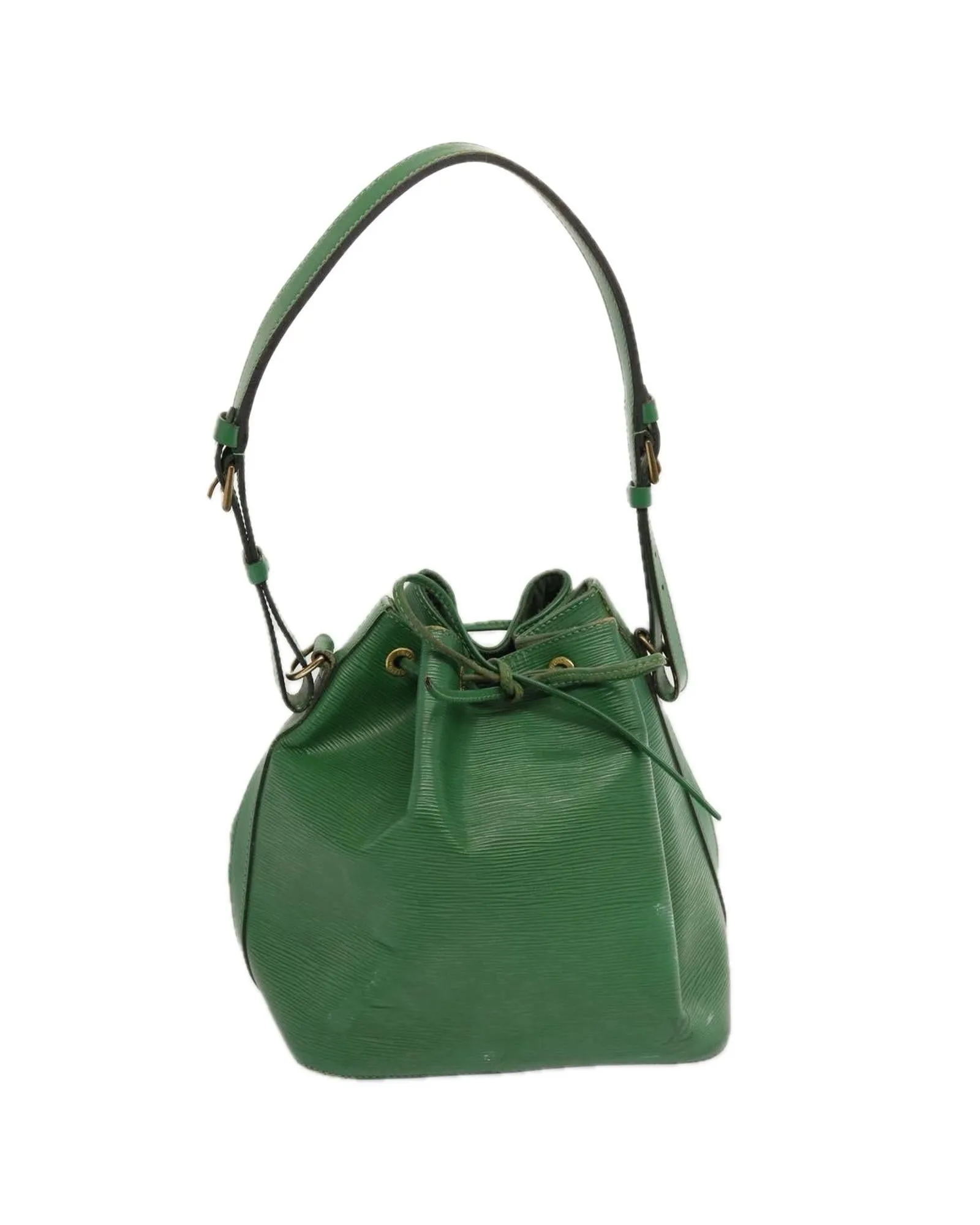 Green Epi Leather Shoulder Bag with Adjustable Strap and Silver-tone Hardware