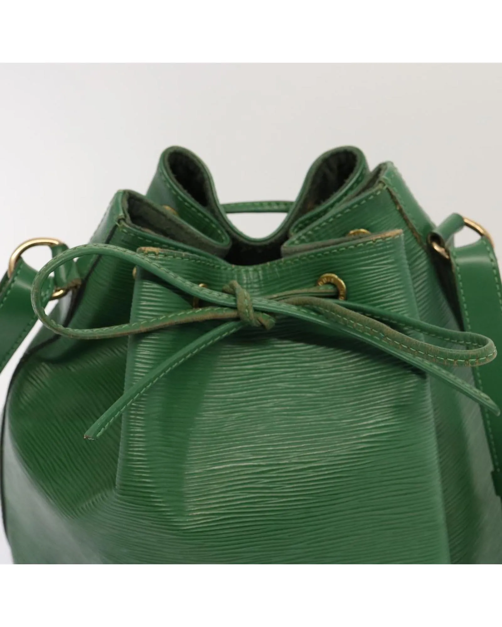 Green Epi Leather Shoulder Bag with Adjustable Strap and Silver-tone Hardware