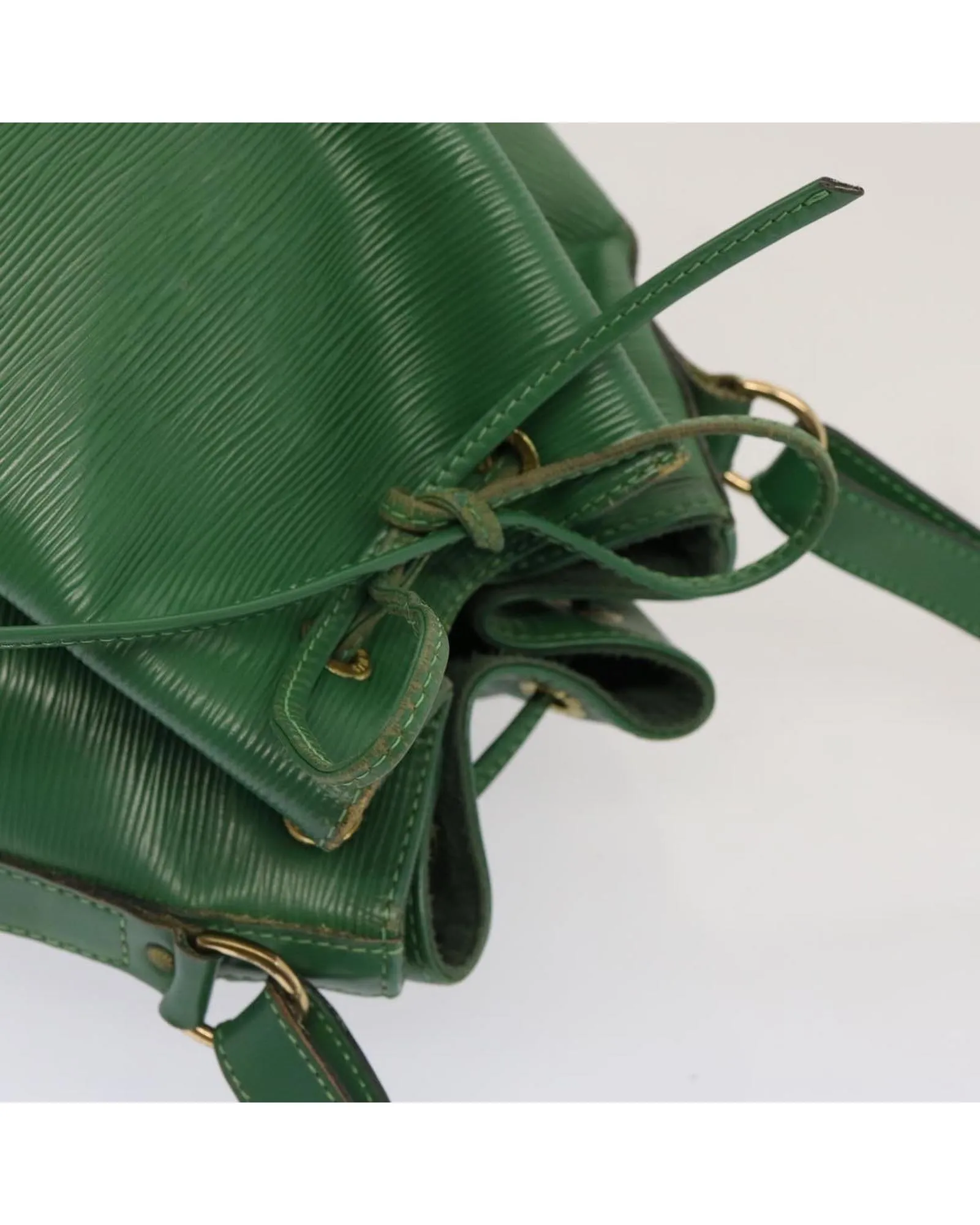 Green Epi Leather Shoulder Bag with Adjustable Strap and Silver-tone Hardware