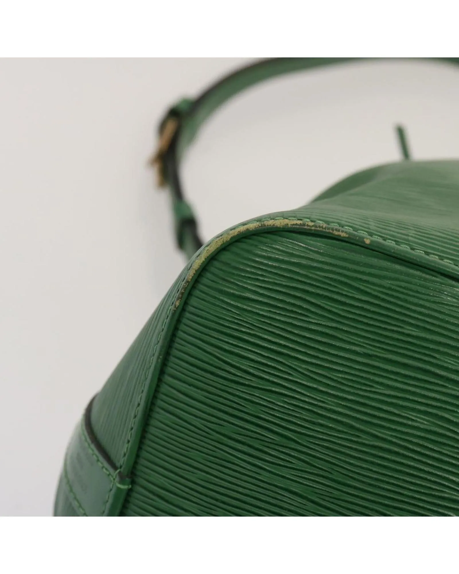 Green Epi Leather Shoulder Bag with Adjustable Strap and Silver-tone Hardware