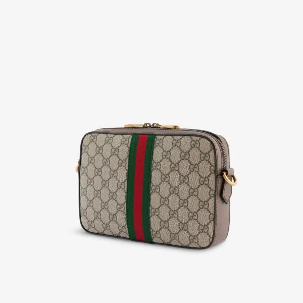 Gucci monogram canvas crossbody bag with metal plaque color beb/nacero/vrv/brb