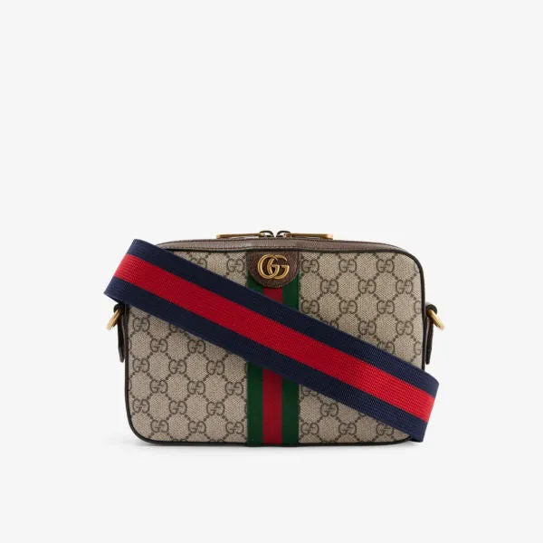 Gucci monogram canvas crossbody bag with metal plaque color beb/nacero/vrv/brb