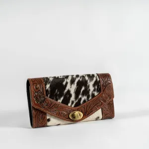 Hand-Tooled Cowhide Turn Lock Wallet