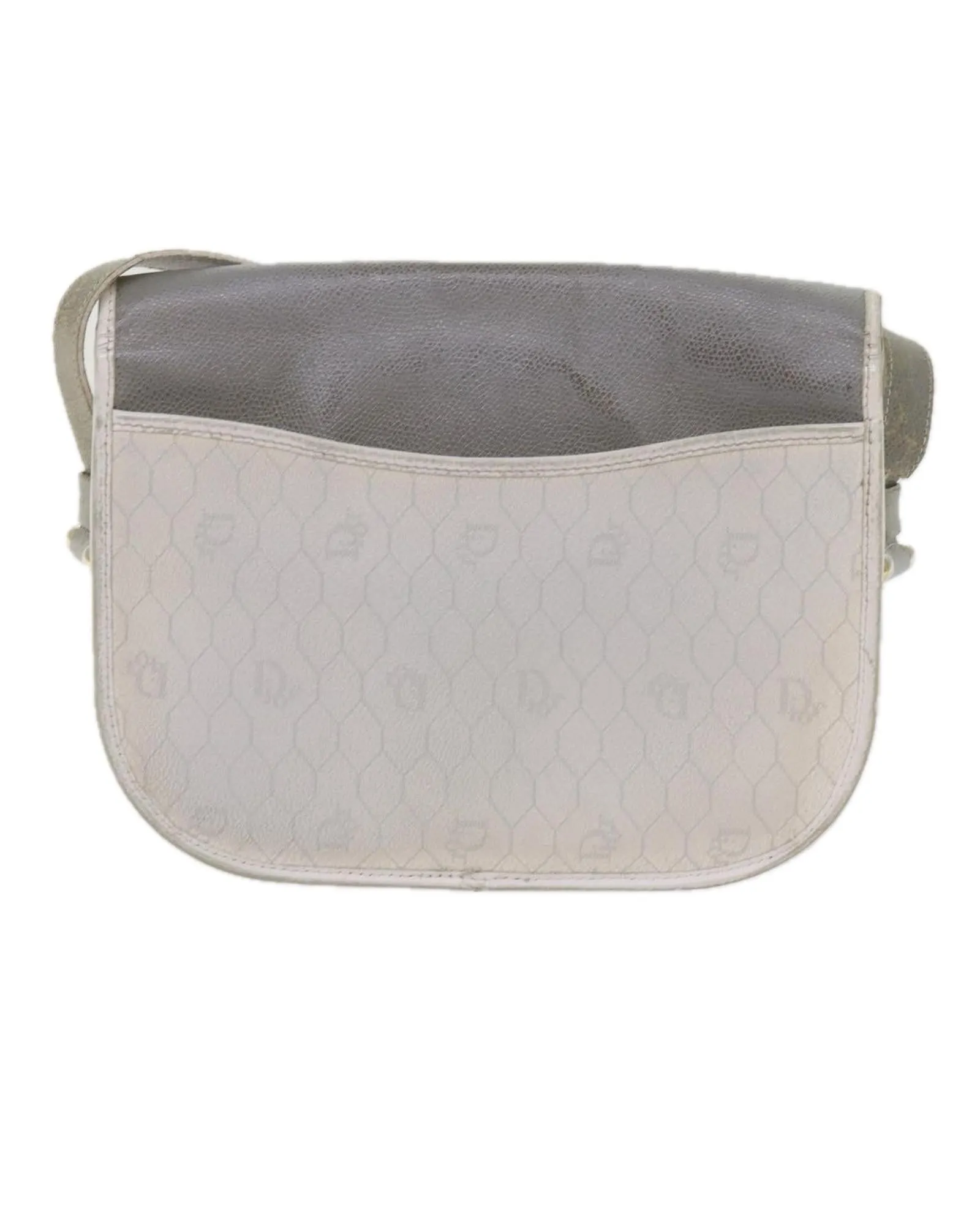 Honeycomb Canvas Shoulder Bag in White PVC Leather by Christian Dior