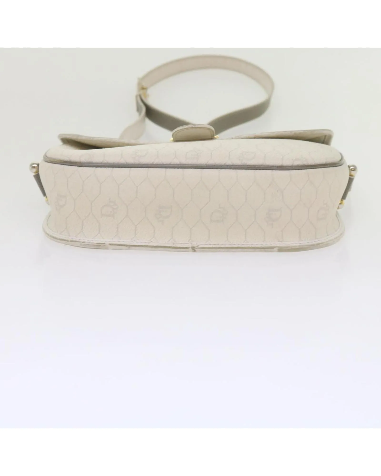 Honeycomb Canvas Shoulder Bag in White PVC Leather by Christian Dior