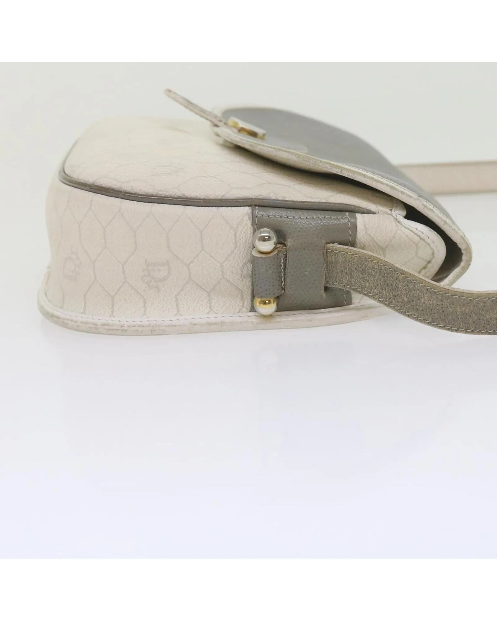 Honeycomb Canvas Shoulder Bag in White PVC Leather by Christian Dior