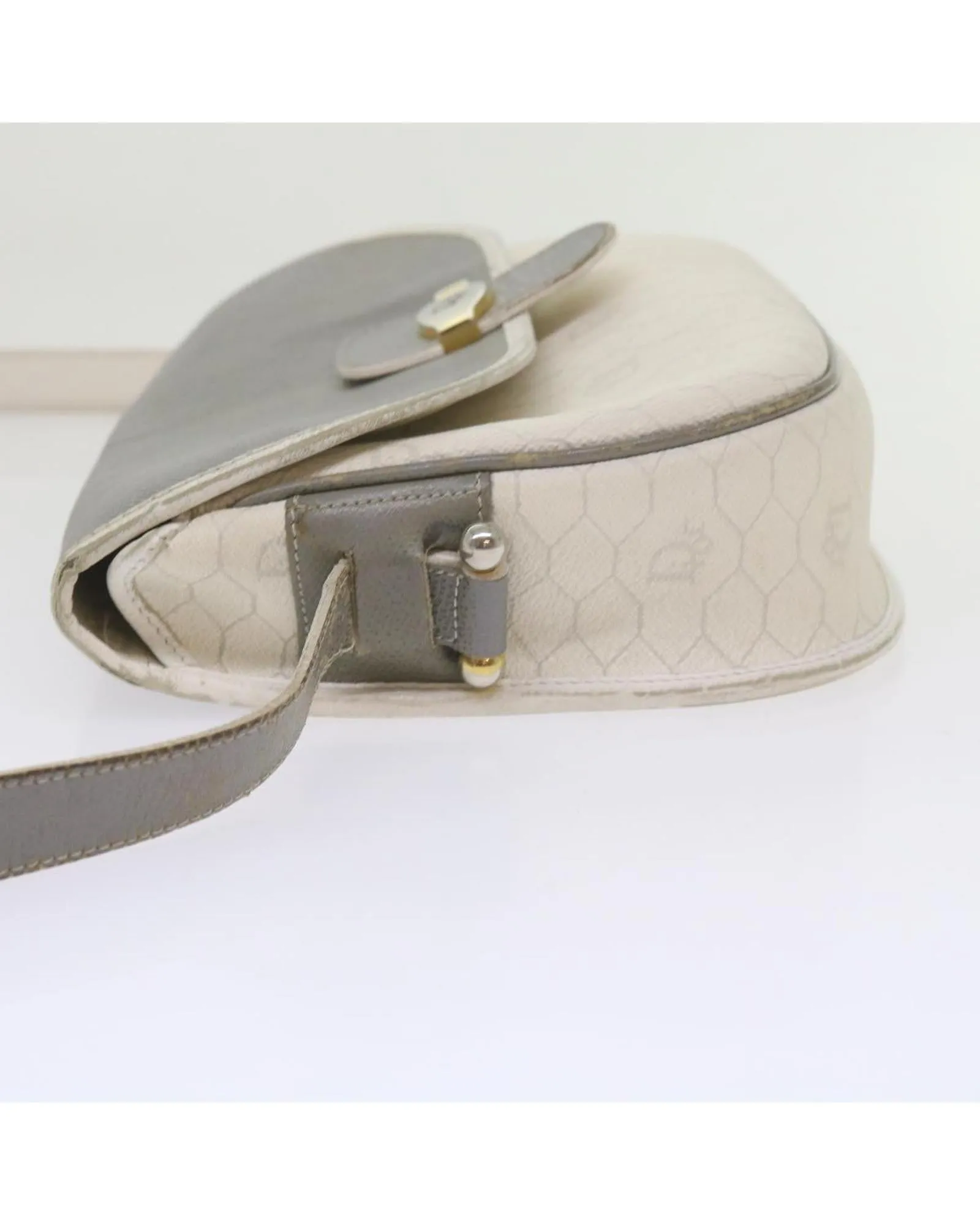 Honeycomb Canvas Shoulder Bag in White PVC Leather by Christian Dior