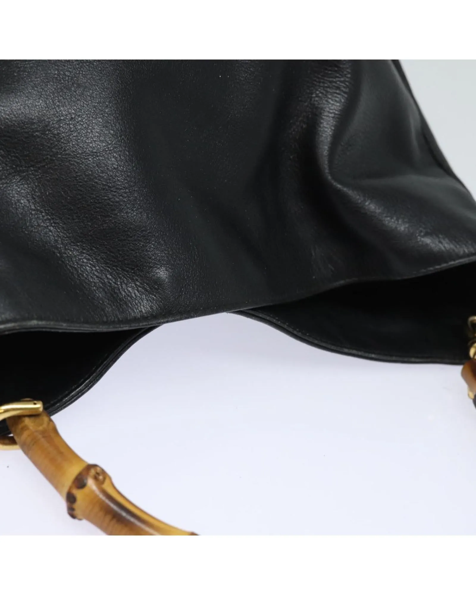 Leather Bamboo Shoulder Bag with 2-Way Design and Shoulder Strap