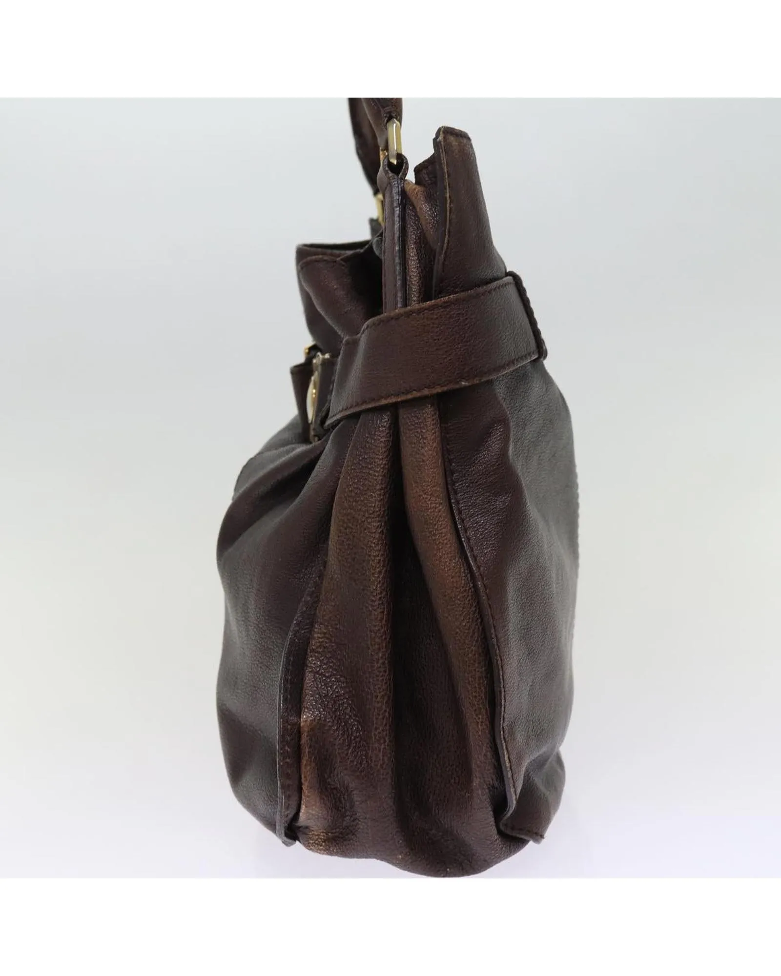 Leather Shoulder Bag with Flap Closure