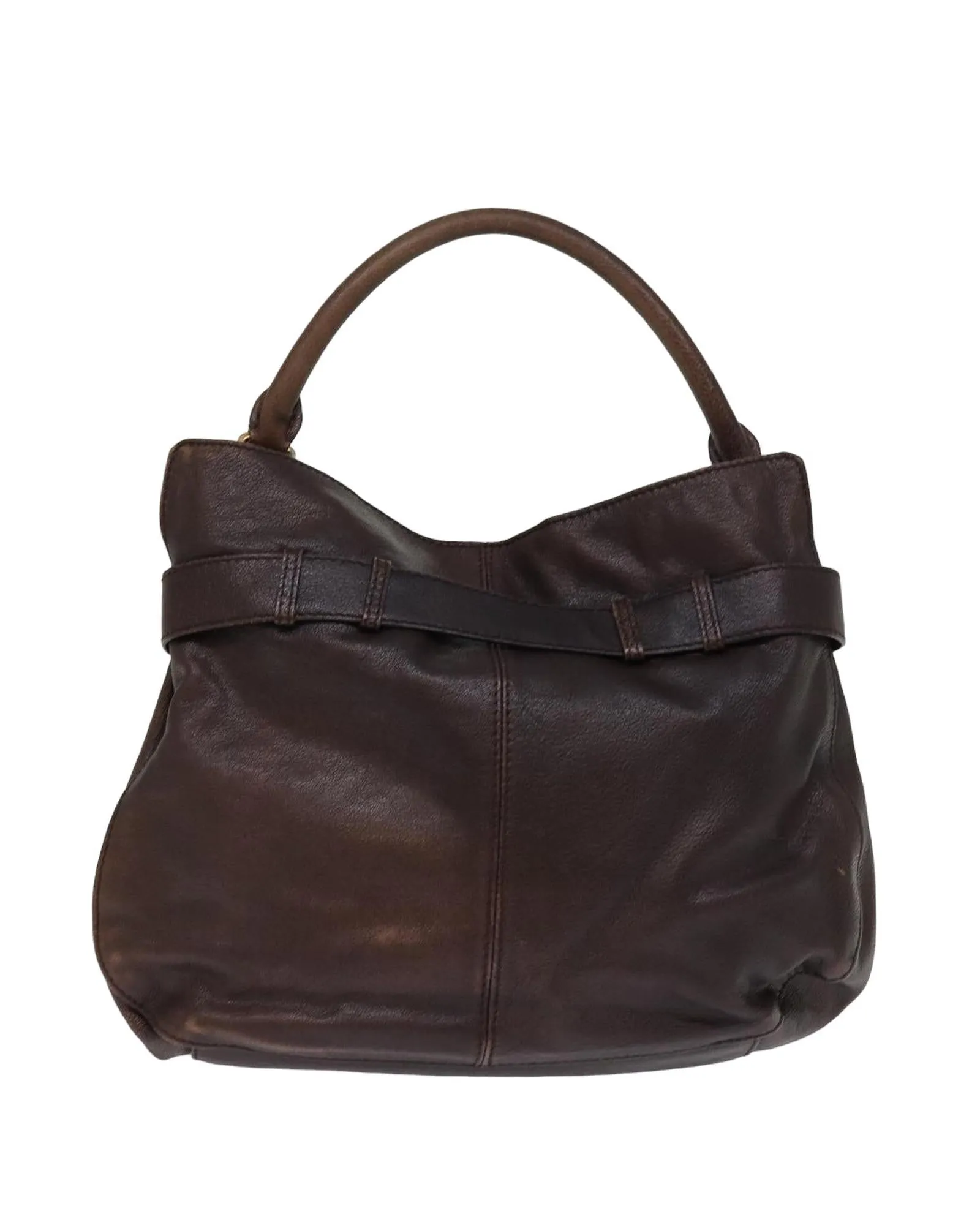 Leather Shoulder Bag with Flap Closure