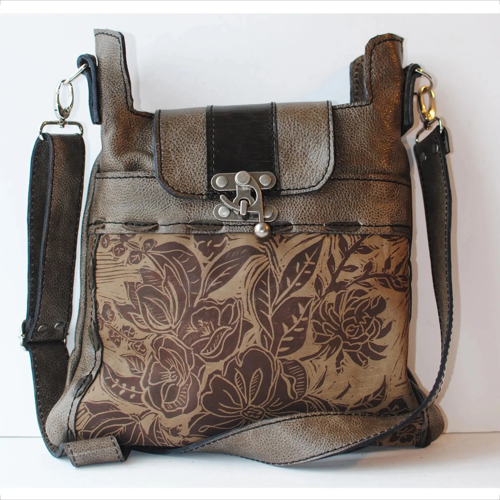 Madrid Crossbody Handbag in Peony Print by Christina Hankins