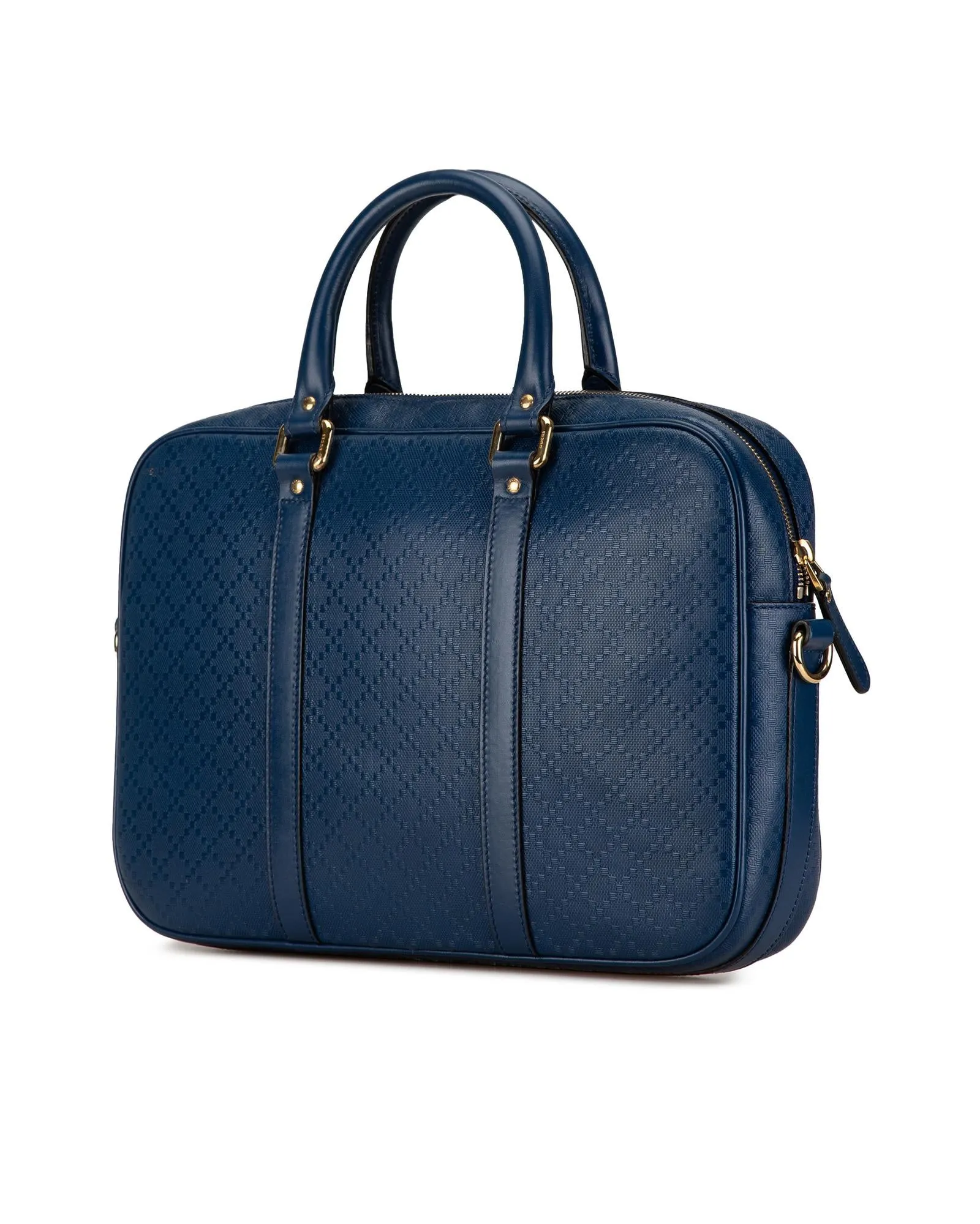 Medium Diamante Leather Business Bag with Rolled Handles and Interior Pockets