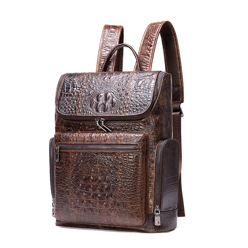 Men's Alligator Pattern Leather Hipster Backpacks