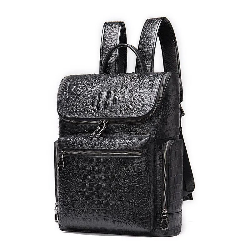 Men's Alligator Pattern Leather Hipster Backpacks